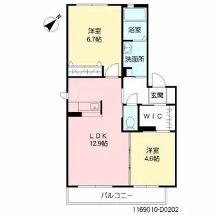向佐野ヒルズ D棟【2階】の間取り