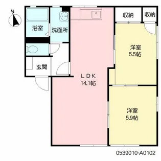 ヴィラージュ松倉 A棟【1階】の間取り