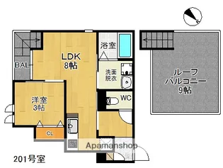 GRANDTICレジデンス朝倉街道【2階】の間取り