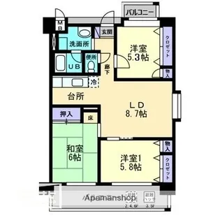 アンセスタ筑紫野【3階】の間取り