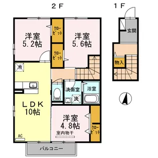 ルージュみやき【2階】の間取り