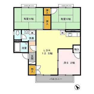 セジュール・レスポワール A棟【2階】の間取り