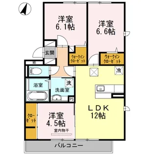 ウエストコート古賀II【1階】の間取り