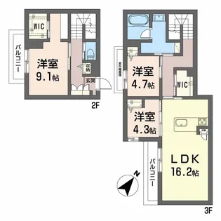 福岡県大野城市中央2丁目【マンション】の間取り