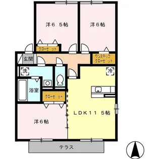 グリースハイム Ⅰ棟【101号室】の間取り
