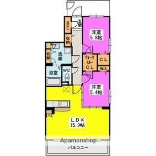 グランディール筑紫【5階】の間取り