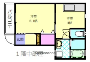 ヒルズヴィラ朱雀【1階】の間取り
