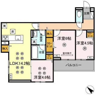 トリシア 東大利【1階】の間取り