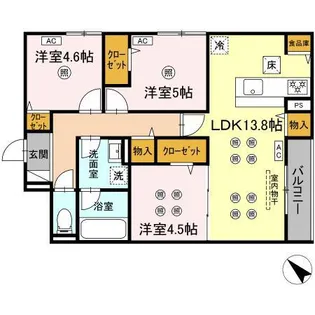 トリシア東大利【1階】の間取り
