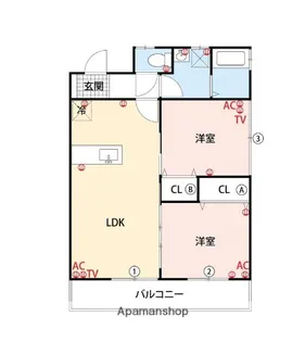 ほわいとあうるⅠⅡⅢ【1階】の間取り