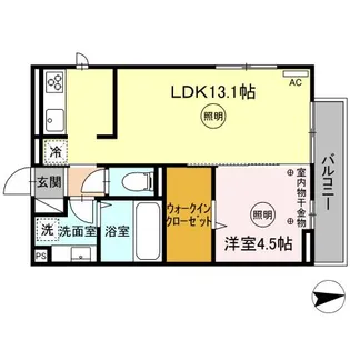 QUATTRO SOLDI 花畑(クアトロ ソルディ ハナバタケ【2階】の間取り