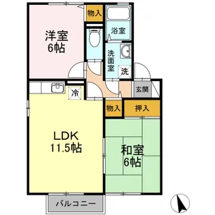 グランシャリオ C棟【210号室】の間取り