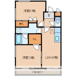 ヴィラージュ橘【1階】の間取り