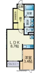 ECLAT CLOSETTE二日市【1階】の間取り
