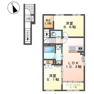 サクラヴィラージュ津福【2階】の間取り