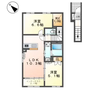サクラヴィラージュ津福【2階】の間取り