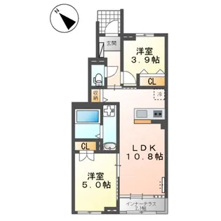 サクラヴィラージュ津福【1階】の間取り