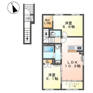 サクラヴィラージュ津福【2階】の間取り