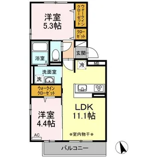 オッツ梅満II A棟【2階】の間取り