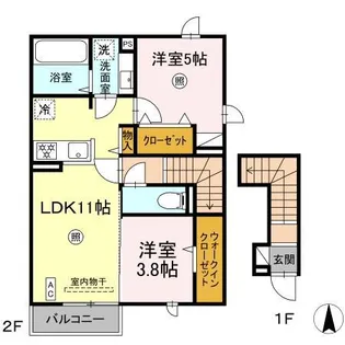 DーROOM TK A棟【2階】の間取り