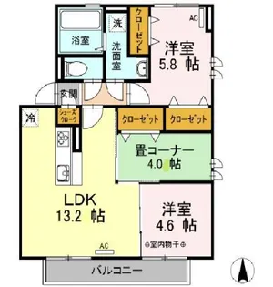 シャルムメゾン C棟【2階】の間取り
