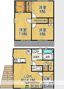 福岡県朝倉郡筑前町大塚【タウンハウス】の間取り
