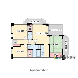 ロワールマンション二日市Ⅱ【8階】の間取り