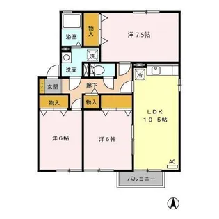 デルフィーノ A棟【207号室】の間取り