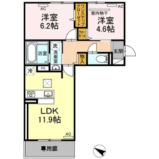 ミルキーウェイ A棟【1階】の間取り