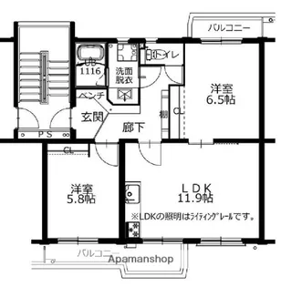 京町2000棟【4階】の間取り
