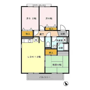 グリーンヒルズ三国が丘 D棟【208号室】の間取り