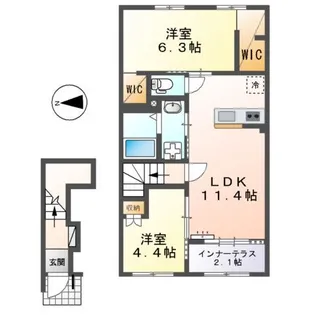 ユニバース【202号室】の間取り