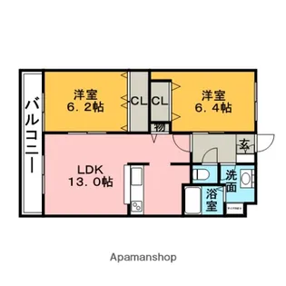 2LDKの間取り画像