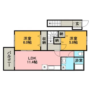 ブライドガーデンⅠ C棟【2階】の間取り