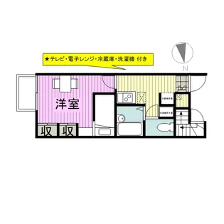 レオパレスウエスト広川一号館【106号室】の間取り