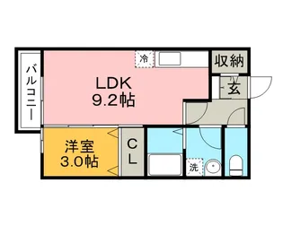 アヴァンセ B棟【206号室】の間取り