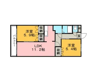 2LDKの間取り画像