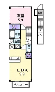 エアリーヴィラ壱番館【2階】の間取り
