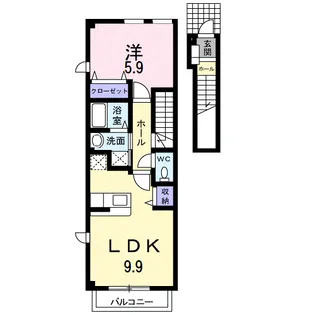 カーサ・ソレイユ五番館【2階】の間取り
