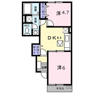 2DKの間取り画像