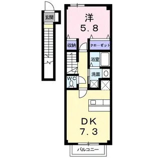 アンソレイエメゾン五号館【2階】の間取り