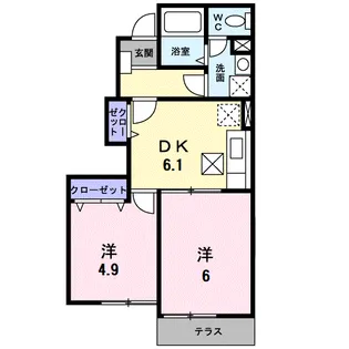 グランデール花宗 壱番館【1階】の間取り