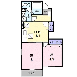 グランデール花宗 壱番館【1階】の間取り