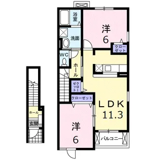 プリムローズ A【2階】の間取り