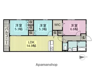 ガーデンシティ室岡【201号室】の間取り