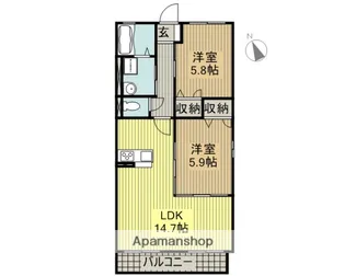 グランディオC棟【C201号室】の間取り