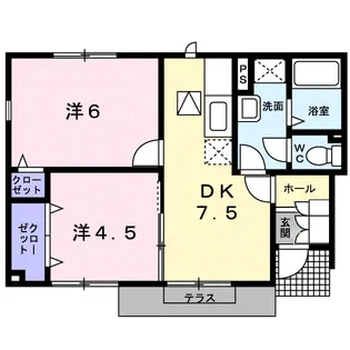 メゾン・アンジュA【1階】の間取り