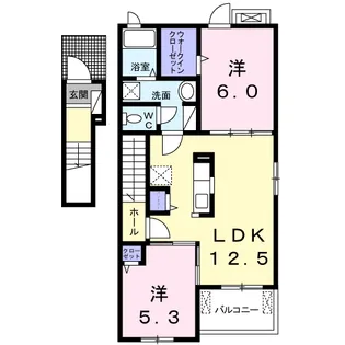 2LDKの間取り画像