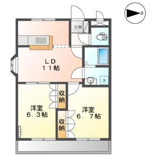 サンコート・パイン【106号室】の間取り