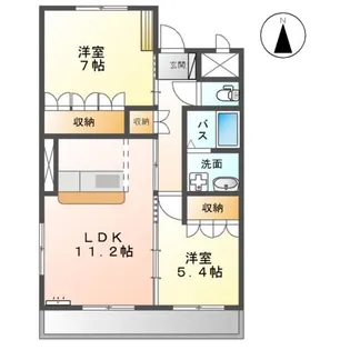 アリウス高田【105号室】の間取り